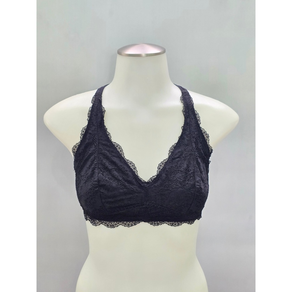 Felina Black Whimsy Romantic Boudoir Bridal Cottage Lingerie Lace Bralette Small